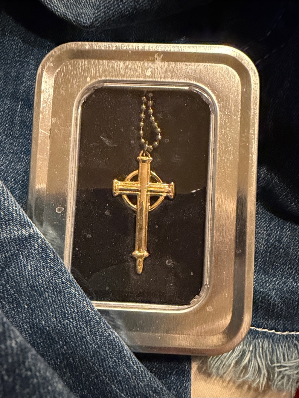 Gold colored Cross Pendant Necklace - Classic Religious Style